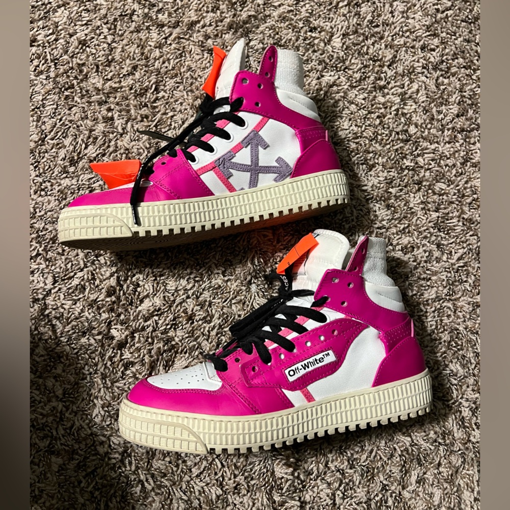Off-White Pink High-Top Sneakers - Picture 4 of 6